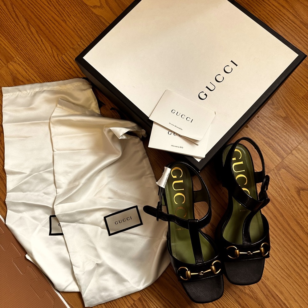 Gucci Granada Quentin Horse-Bit black strappy platform sandal